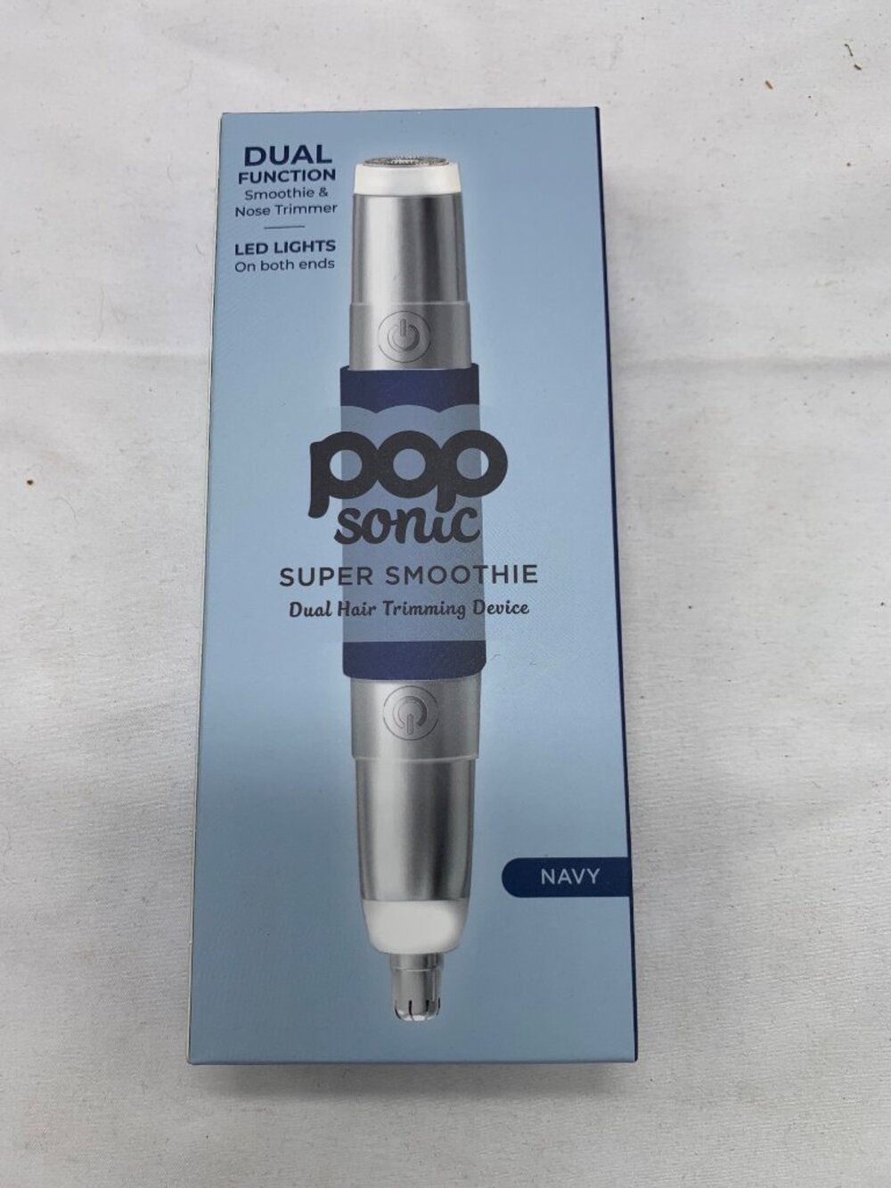 Pop Sonic Super Smoothie Dual Hair Trimming Device Navy With LED Lights